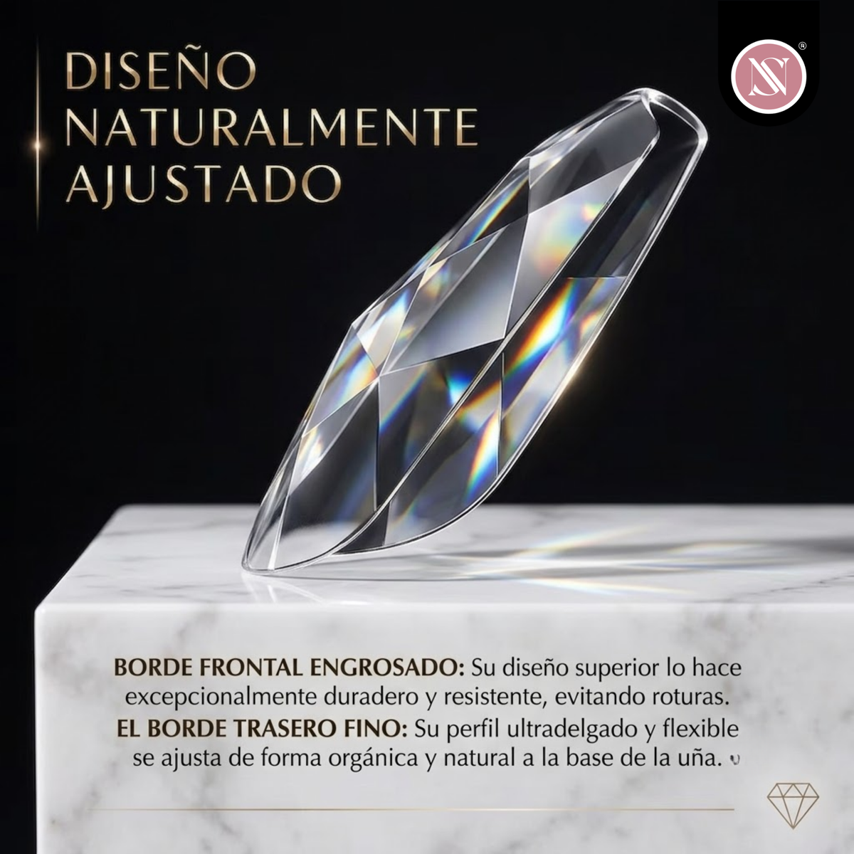Soft Gel Tips 3D Diamond Clear 03- 120 piezas