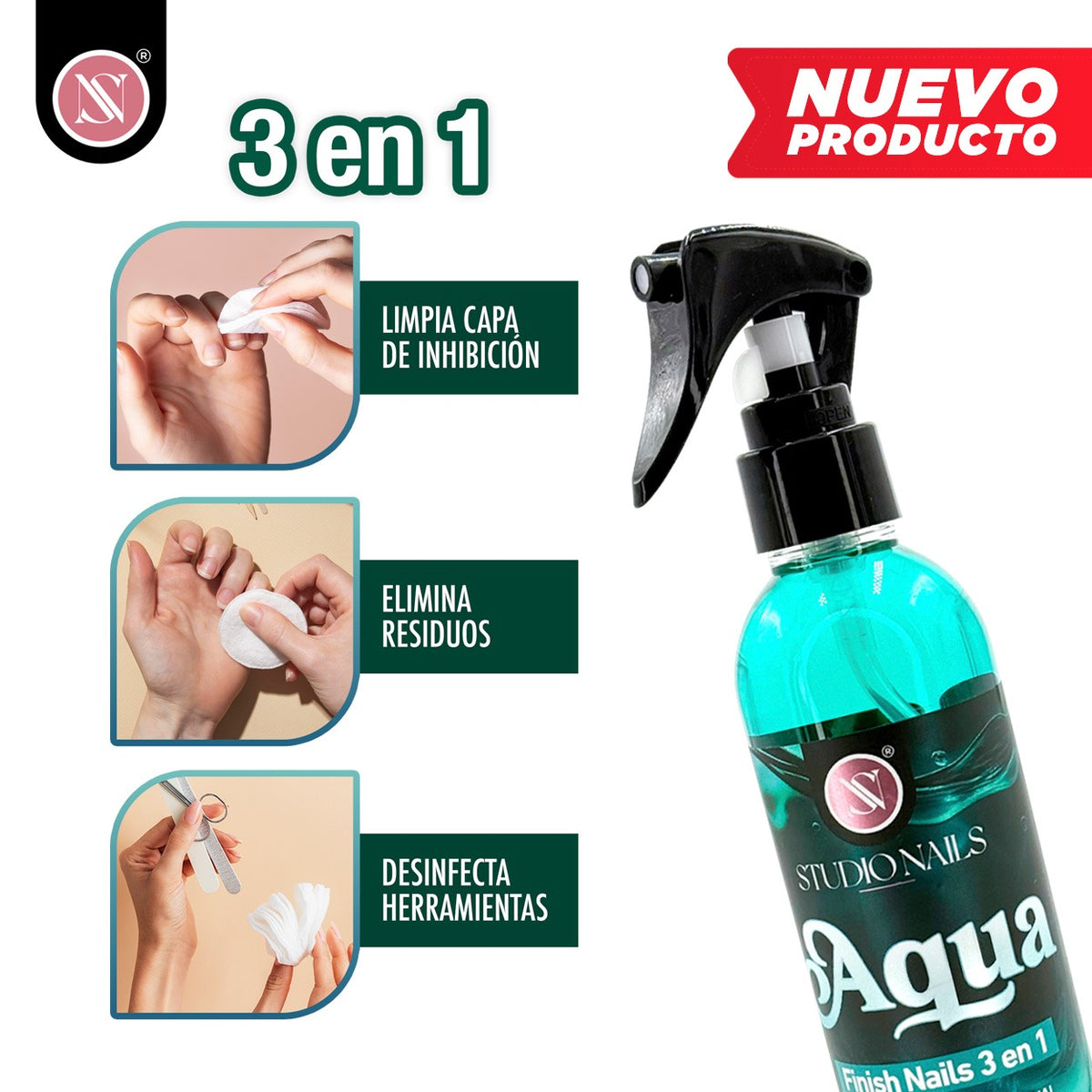 Aqua Finish Nails 3 en 1 240ml | Studio Nails