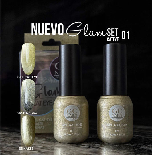 NAILS GEL POLISH GLAM SET CAT EYE DUO 2PZ 15ML