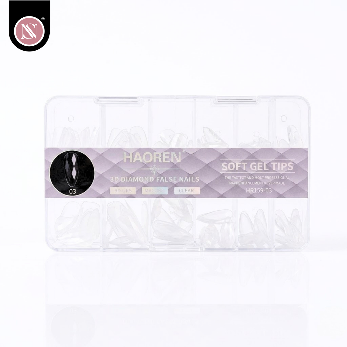 Soft Gel Tips 3D Diamond Clear 03- 120 piezas
