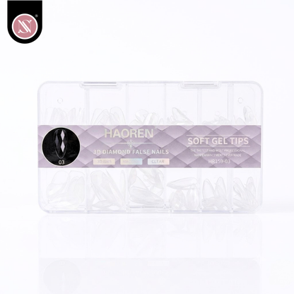 Soft Gel Tips 3D Diamond Clear 03- 120 piezas