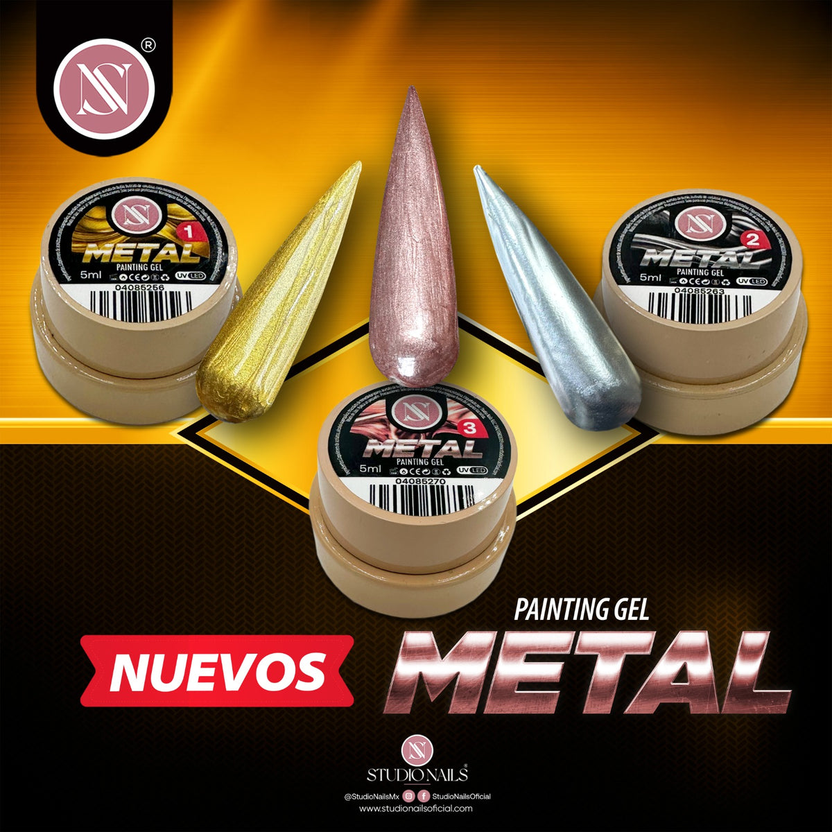 STUDIO NAILS Metal Painting Gel 5ml – | Plata