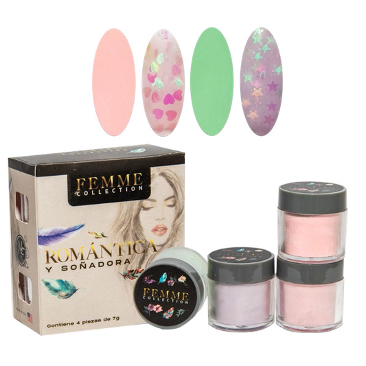 COLECCION DE ACRILICOS FEMME ROMANTICA Y SOÑADORA 4PZS